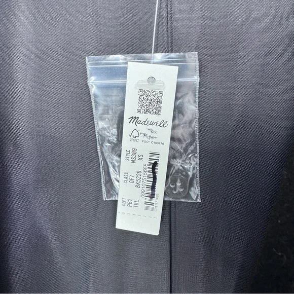 Madewell Italian Fabric Black Trench Coat Size XS NWT - Picture 7 of 7